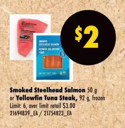 Wholesale Club Smoked Steelhead Salmon 50 g or Yellowfin Tuna Steak, 92 g offer