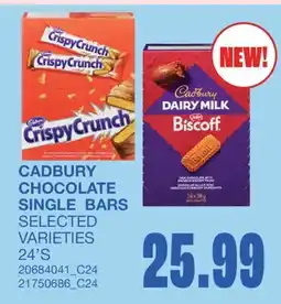 Wholesale Club CADBURY CHOCOLATE SINGLE BARS, 24'S offer