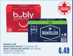 Wholesale Club MONTELLIER SPARKLING WATER, 10 X 355 ML OR BUBLY SPARKLING WATER, 12 X 355 ML offer