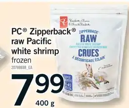 Fortinos PC ZIPPERBACK RAW PACIFIC WHITE SHRIMP offer