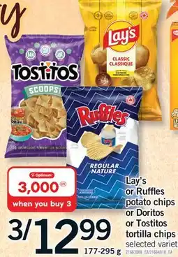 Fortinos LAY'S OR RUFFLES POTATO CHIPS OR DORITOS OR TOSTITOS TORTILLA CHIPS offer