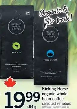 Fortinos KICKING HORSE ORGANIC WHOLE BEAN COFFEE offer