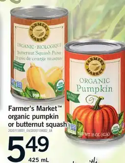 Fortinos FARMER'S MARKET ORGANIC PUMPKIN OR BUTTERNUT SQUASH offer
