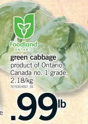 Fortinos GREEN CABBAGE offer