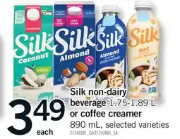 Fortinos SILK NON-DAIRY BEVERAGE, 1.75-1.89 L OR COFFEE CREAMER, 890 ML offer