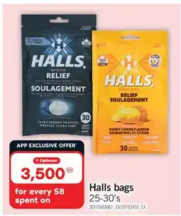 Fortinos HALLS BAGS, 25-30'S offer