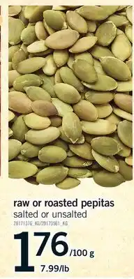 Fortinos RAW OR ROASTED PEPITAS offer