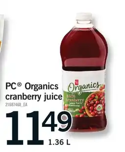 Fortinos PC ORGANICS CRANBERRY JUICE offer