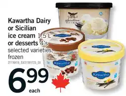 Fortinos KAWARTHA DAIRY OR SICILIAN ICE CREAM, 1.5 L OR DESSERTS, 4'S offer