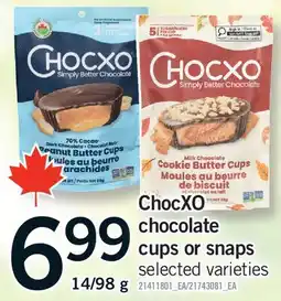 Fortinos CHOCXO CHOCOLATE CUPS OR SNAPS, 14/98 g offer