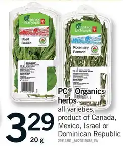 Fortinos PC ORGANICS HERBS offer