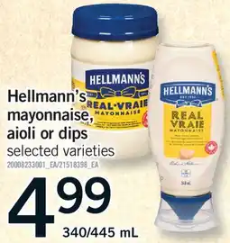 Fortinos HELLMANN'S MAYONNAISE, AIOLI OR DIPS, 340/445 ML offer