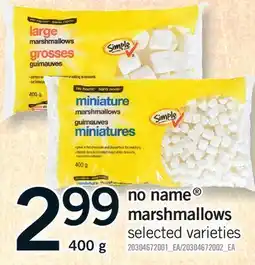 Fortinos NO NAME MARSHMALLOWS offer