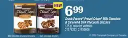 Fortinos SNACK FACTORY PRETZEL CRISPS MILK CHOCOLATE & CARAMEL & DARK CHOCOLATE DRIZZLERS offer