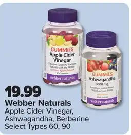 PharmaChoice Webber Naturals Apple Cider Vinegar, Ashwagandha, Berberine offer