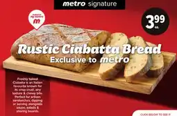 Metro RUSTIC CIABATTA BREAD offer