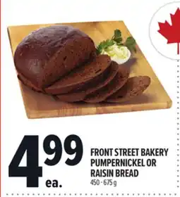 Metro FRONT STREET BAKERY PUMPERNICKEL OR RAISIN BREAD offer