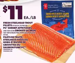 Independent City Market FRESH STEELHEAD TROUT FILLETS OR PC SHRIMP APPETIZERS, 340-454 G OR SMOKED SALMON, 125-150 G offer