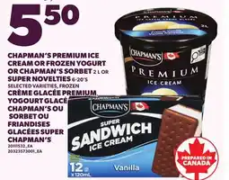 Independent City Market CHAPMAN'S PREMIUM ICE CREAM OR FROZEN YOGURT OR CHAPMAN'S SORBET, 2 L OR SUPER NOVELTIES, 6-20'S offer