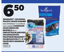 Independent City Market SEAQUEST COLOSSAL PACIFIC WHITE SHRIMP, 16-20 PER LB 300 G CANADIAN COVE FRESH PEI MUSSELS, 907 offer