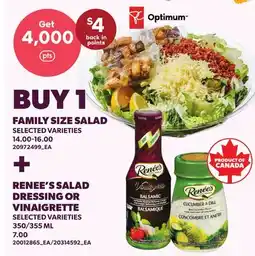 Loblaws FAMILY SIZE SALAD + RENEE'S SALAD DRESSING OR VINAIGRETTE, 350/355 ML offer
