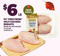 Loblaws PC FREE FROM SPLIT CHICKEN BREASTS offer