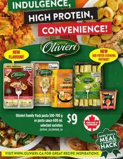 Loblaws OLIVIERI FAMILY PACK PASTA, 500-700 G OR PASTA SAUCE, 600 ML offer