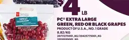 Loblaws PC EXTRA LARGE GREEN, RED OR BLACK GRAPES offer