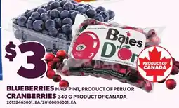 Loblaws BLUEBERRIES HAIF PINT,OR CRANBERRIES offer