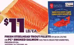 Loblaws FRESH STEELHEAD TROUT FILLETS OR PC SMOKED SALMON offer