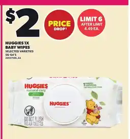 Loblaws HUGGIES 1X BABY WIPES, 56-64'S offer