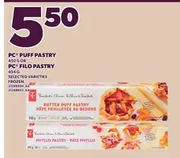 Loblaws PC PUFF PASTRY, 450 G OR PC FILO PASTRY, 454 G offer