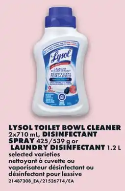 No Frills LYSOL TOILET BOWL CLEANER, 2X710 ML, DISINFECTANT SPRAY, 425/539 G OR LAUNDRY DISINFECTANT, 1.2 L offer