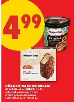 No Frills HÄAGEN-DAZS ICE CREAM, 414-450 ML OR BARS 3/4'S offer