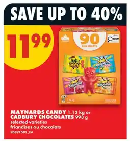 No Frills MAYNARDS CANDY, 1.12 KG OR CADBURY CHOCOLATES, 993 G offer
