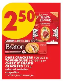 No Frills DARE CRACKERS, 100-225 G, TOWNHOUSE, 247-391 G OR CHEEZ IT SNAP'D CRACKERS, 213 G offer