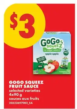 No Frills GOGO SQUEEZ FRUIT SAUCE offer