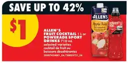 No Frills ALLEN'S FRUIT COCKTAIL, 1 L OR POWERADE SPORT DRINKS, 710 ML offer