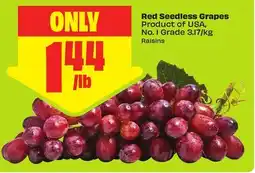 FreshCo Red Seedless Grapes Product of USA, No. 1 Grade 3.17/kg offer