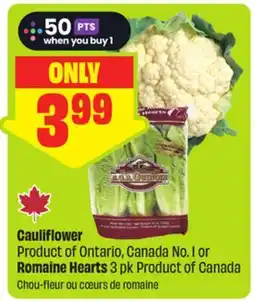 FreshCo Cauliflower Product of Ontario, Canada No. 1 or Romaine Hearts 3 pk Product of Canada offer