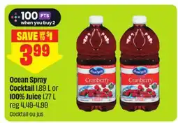 FreshCo Ocean Spray Cocktail 1.89 L or 100% Juice 77 L offer