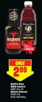 FreshCo Bull's-Eye BBQ Sauce 425 ml or Diana Sauce 500 ml Any Variety offer