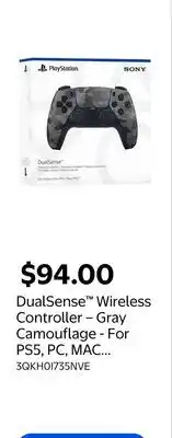 Walmart DualSense Wireless Controller – Gray Camouflage - For PS5, PC, MAC & Mobile offer