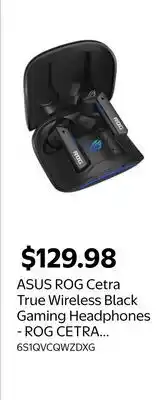 Walmart ASUS ROG Cetra True Wireless Black Gaming Headphones - ROG CETRA TRUE WIRELESS offer