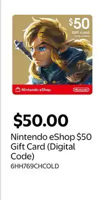 Walmart Nintendo eShop $50 Gift Card (Digital Code) offer