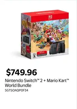 Walmart Nintendo Switch 2 + Mario Kart World Bundle offer