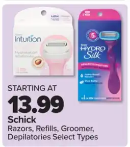 PharmaChoice Schick Razors, Refills, Groomer, Depilatories offer