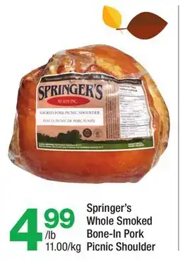 Highland Farms Springer's Whole Smoked Bone-In Pork Picnic Shoulder offer