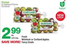 Highland Farms Fresh Mcintosh or Cortland Apples offer