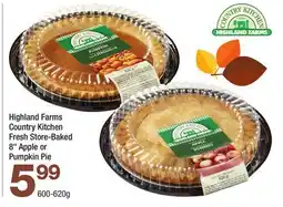 Highland Farms Highland Farms Country Kitchen Fresh Store-Baked 8˝ Apple or Pumpkin Pie offer